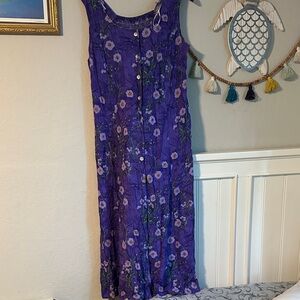 Elegant Purple Floral Maxi Dress vintage 90s